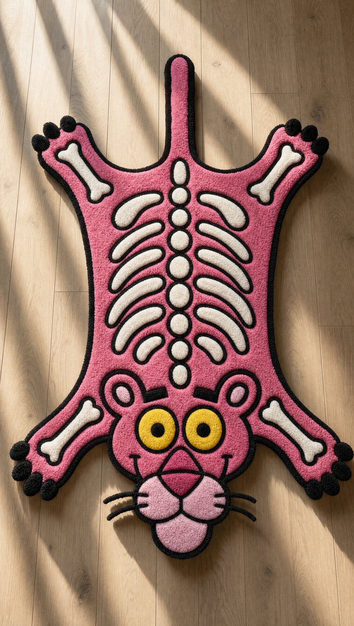 Panther Bones Rug - hand-tufted rug in natural sunlight