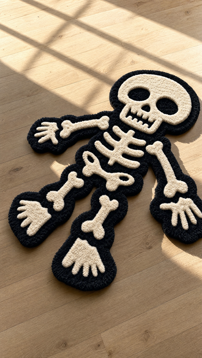 Skeleton Rug - hand-tufted rug in natural sunlight