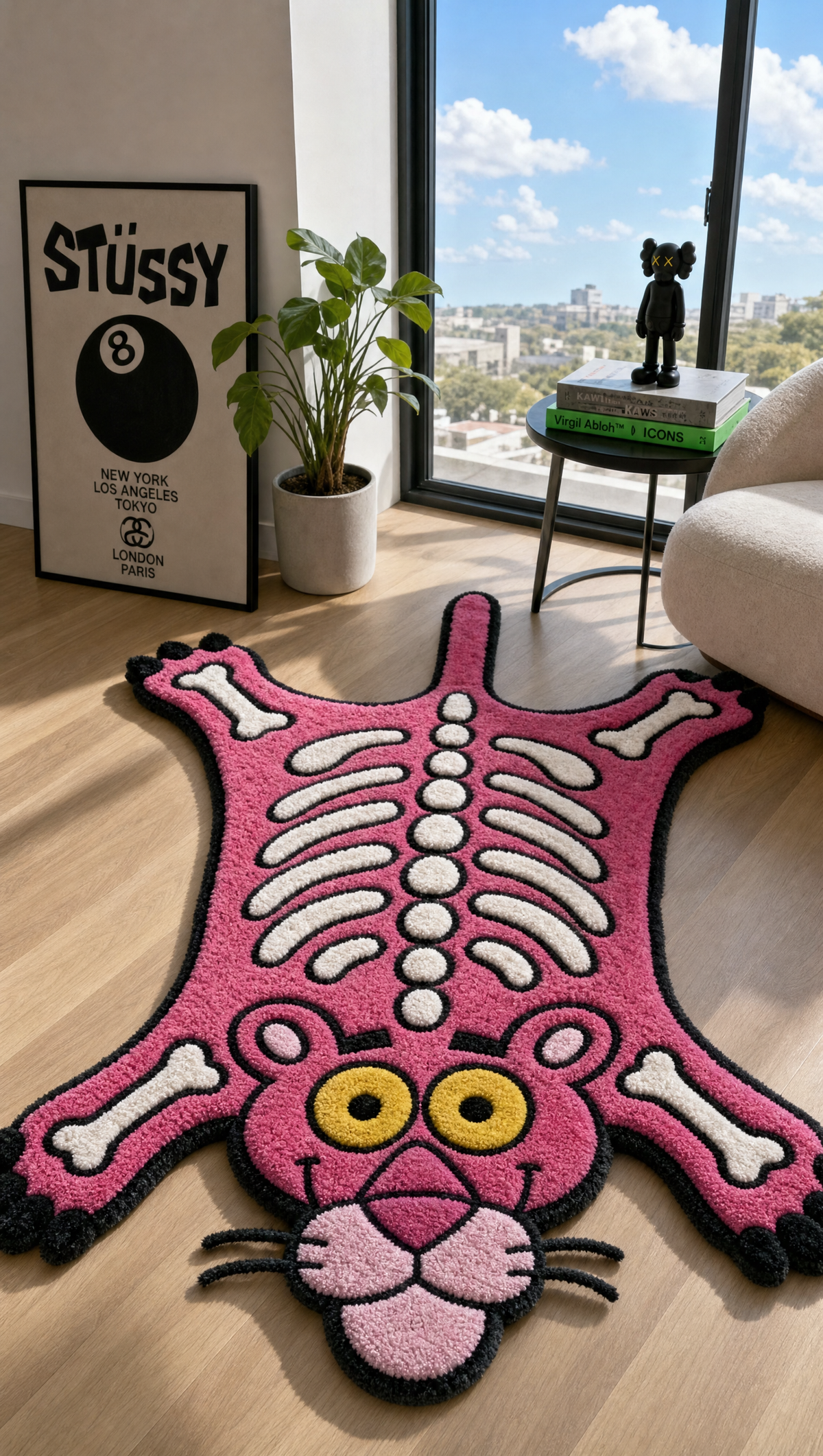 Panther Bones Rug - lifestyle room shot