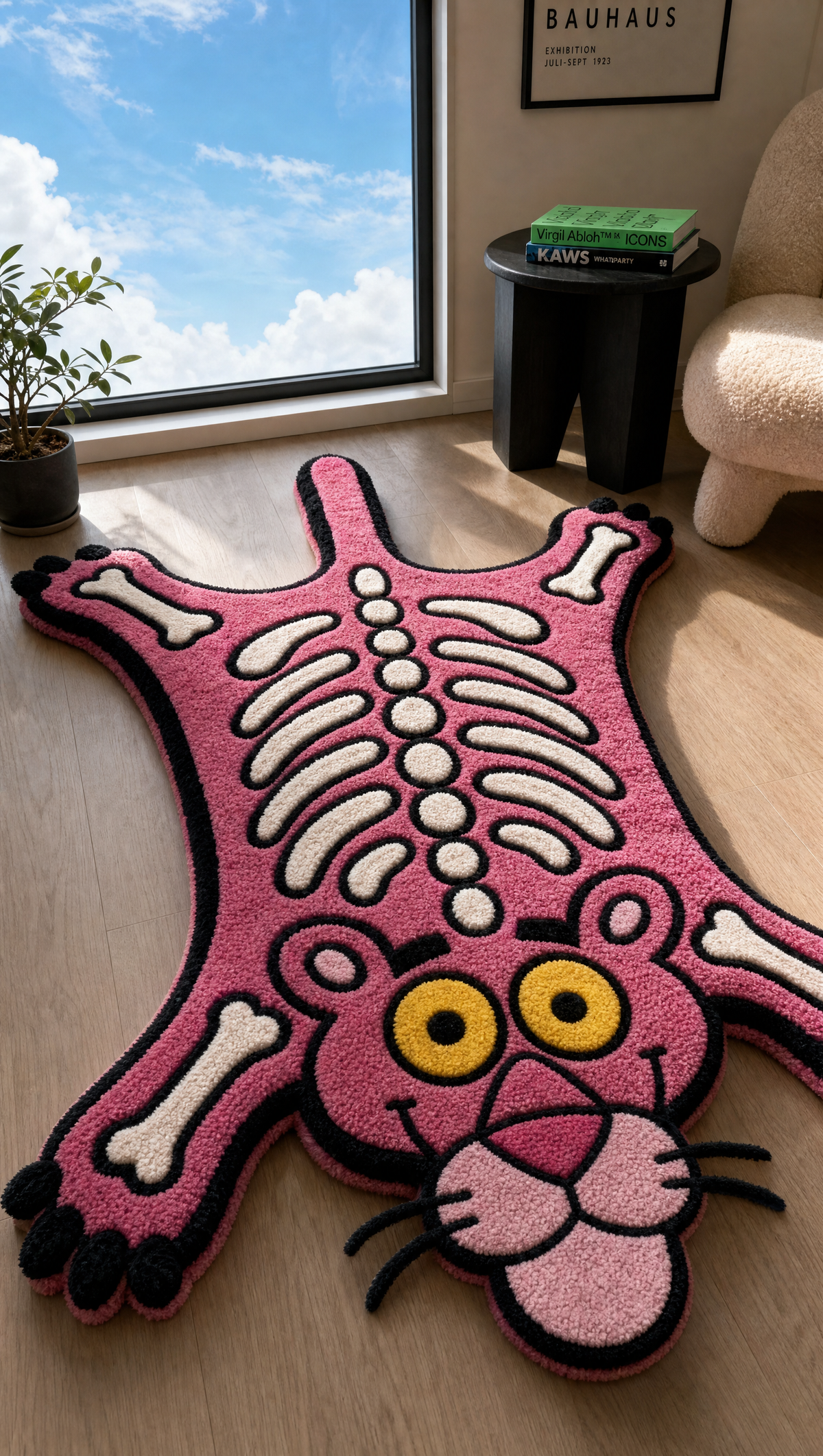 Panther Bones Rug - lifestyle room shot alternate angle