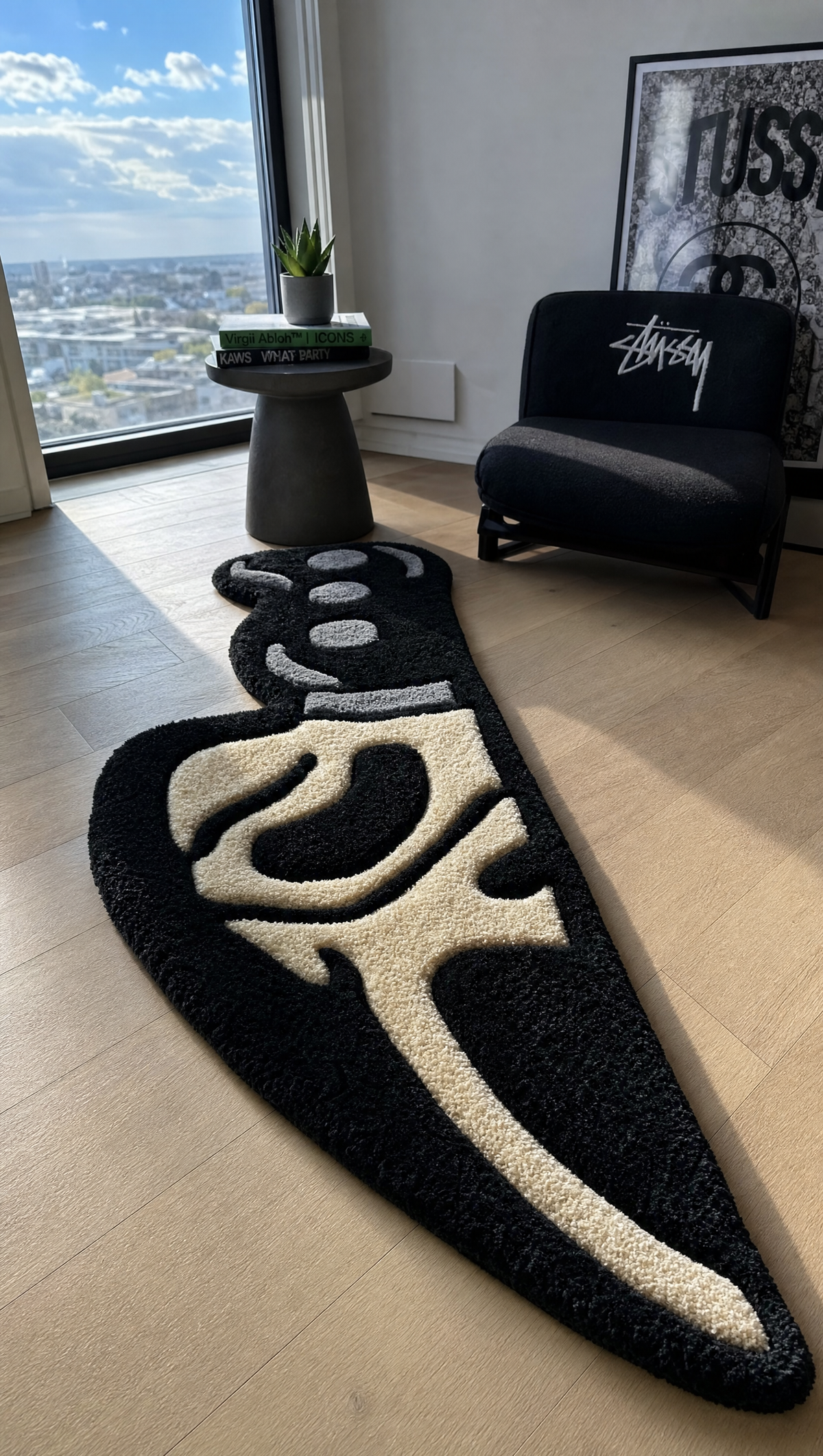Slasher Mask Knife Rug - lifestyle room shot alternate angle