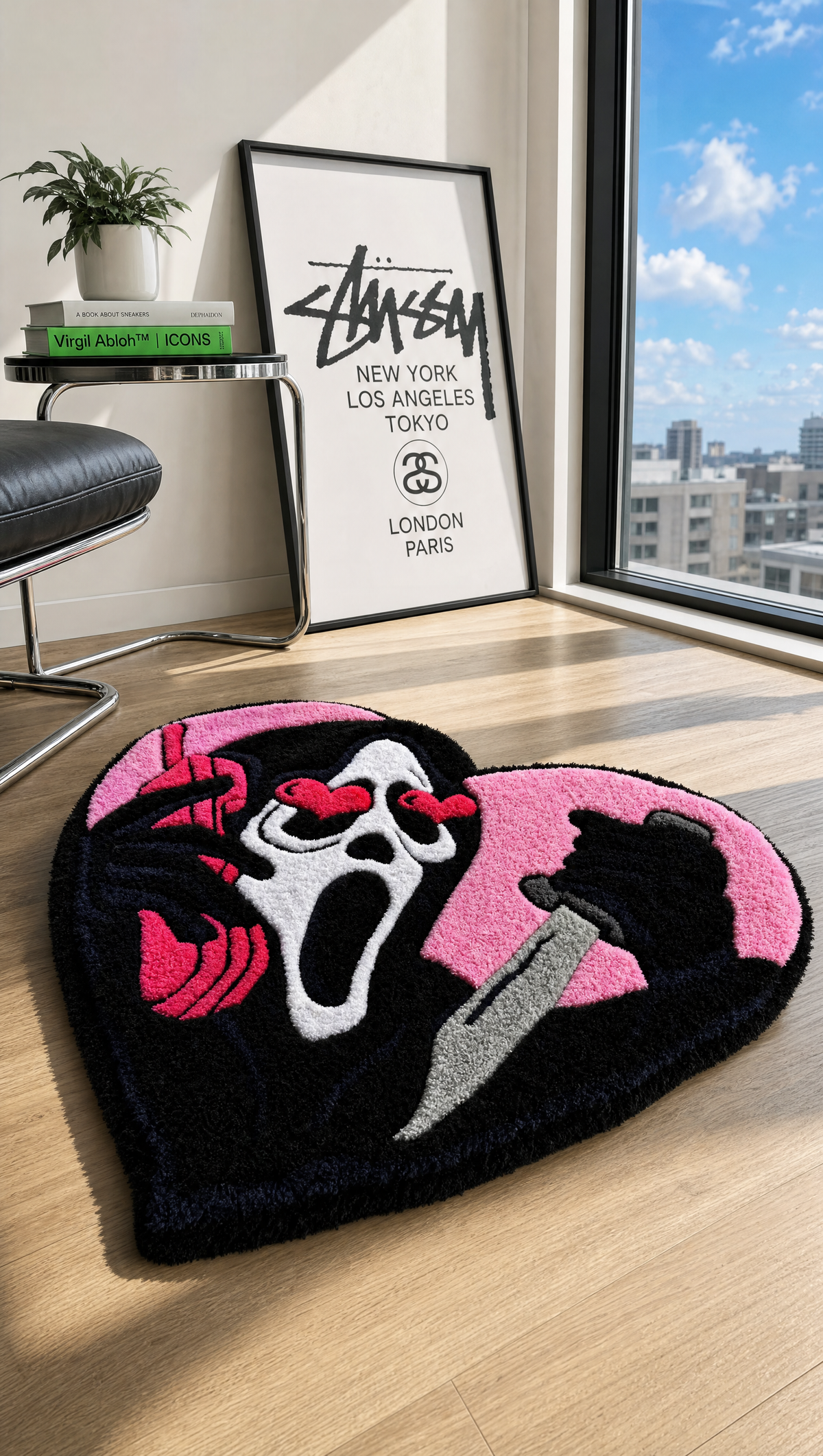 Heart Mask Rug - lifestyle room shot