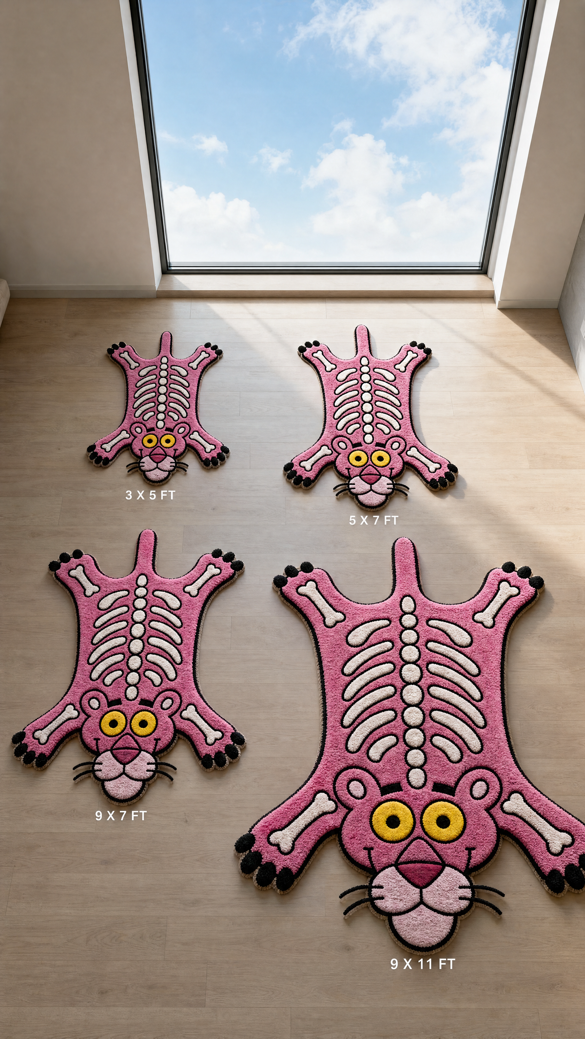Panther Bones Rug - available in 3x5, 5x7, 9x7, 9x11 ft