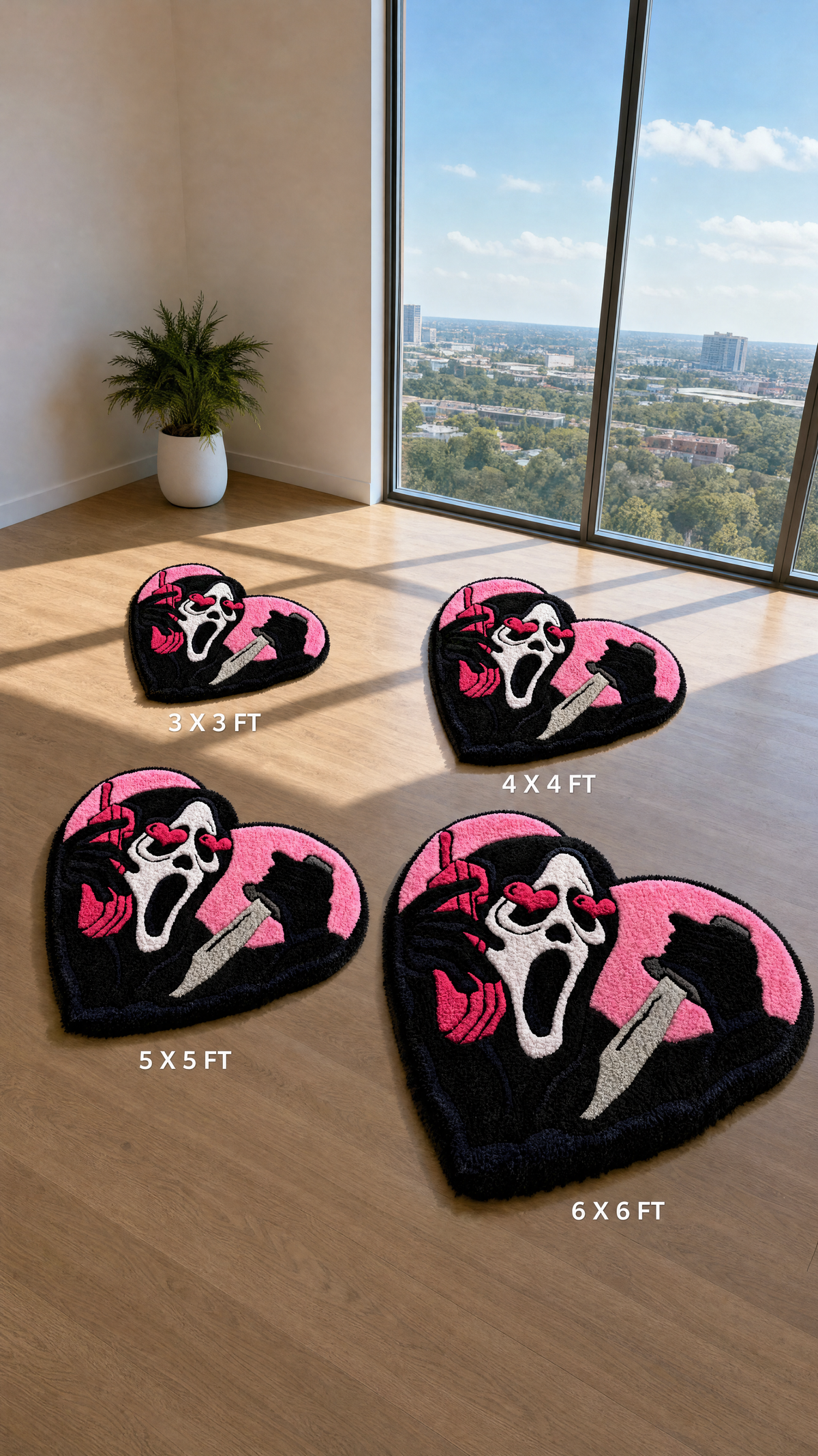 Heart Mask Rug - available in 3x3, 4x4, 5x5, 6x6 ft
