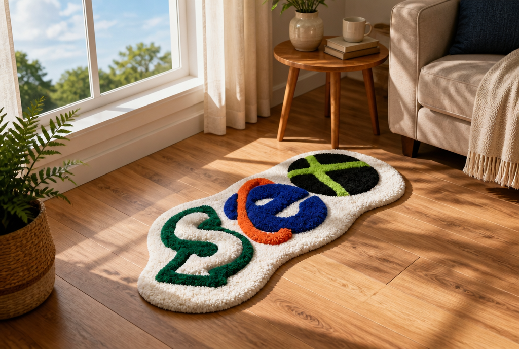 Sex Rug lifestyle room shot with window sky