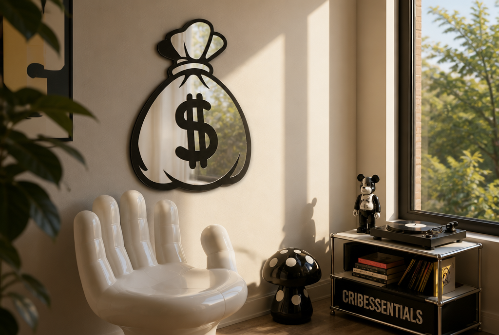 Money Bag Mirror lifestyle room shot alternate angle