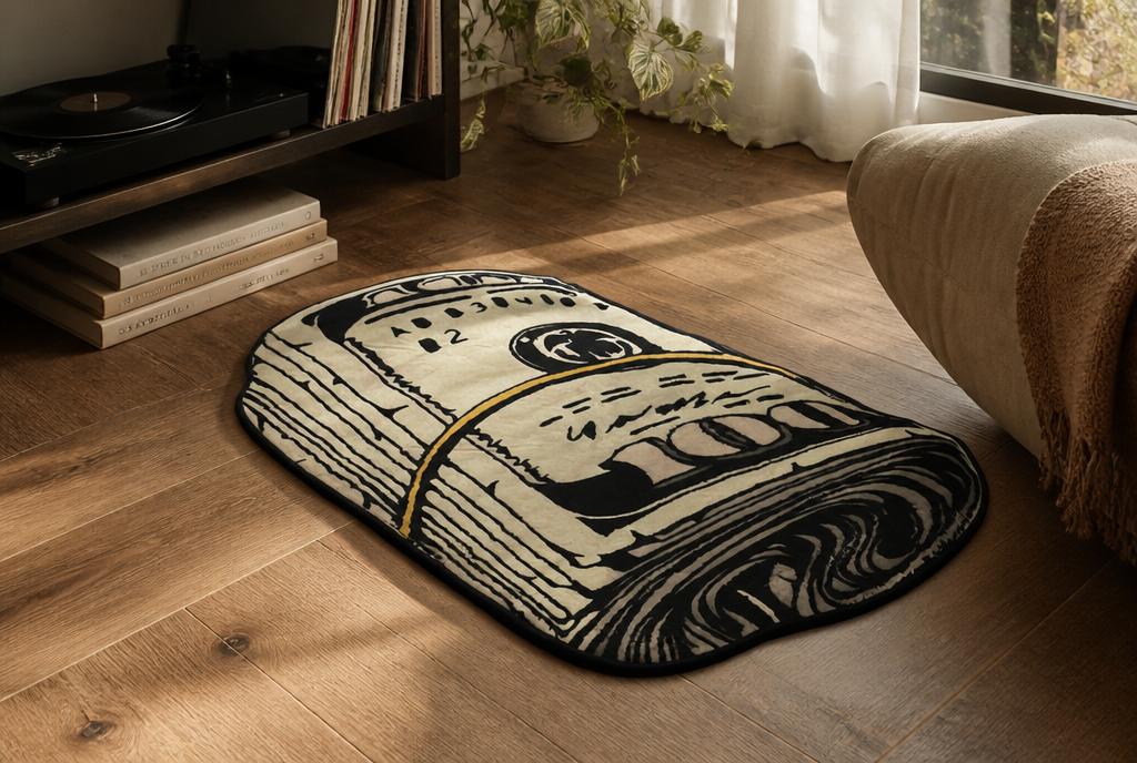 Money Roll Rug lifestyle room shot alternate angle