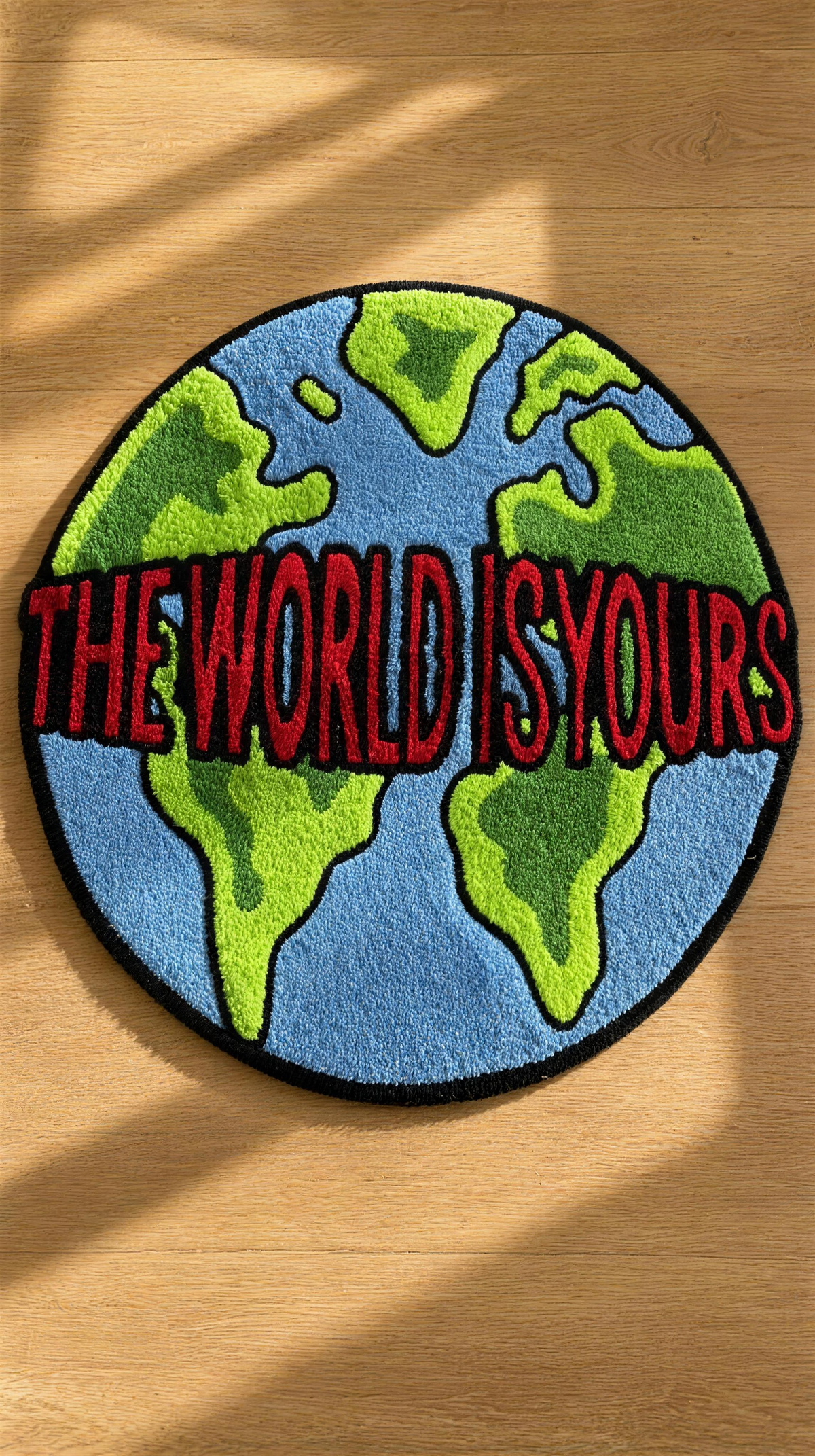 The World Is Yours Rug — top-down