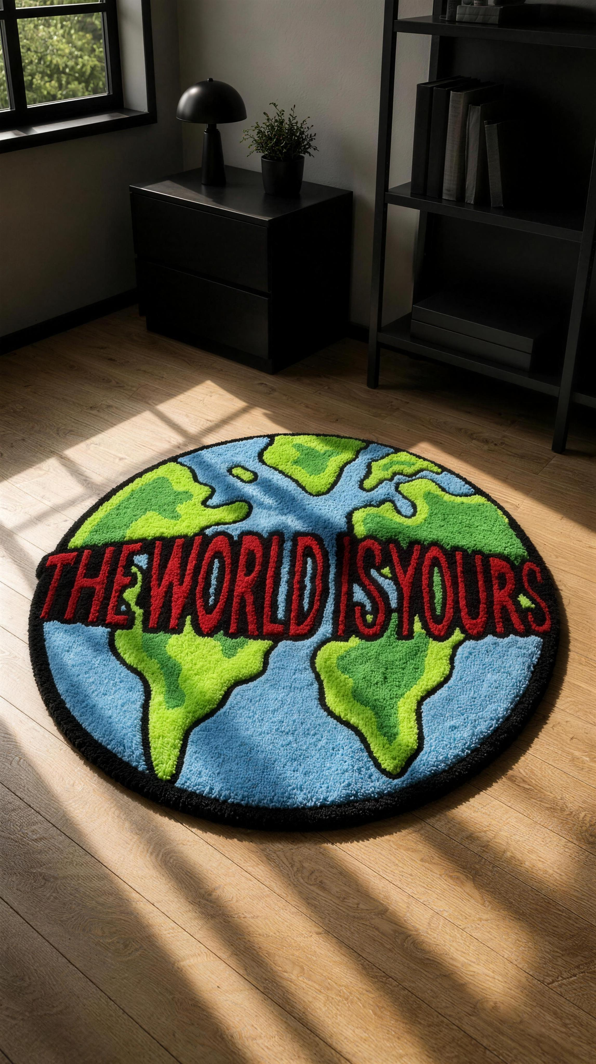 The World Is Yours Rug — styled room
