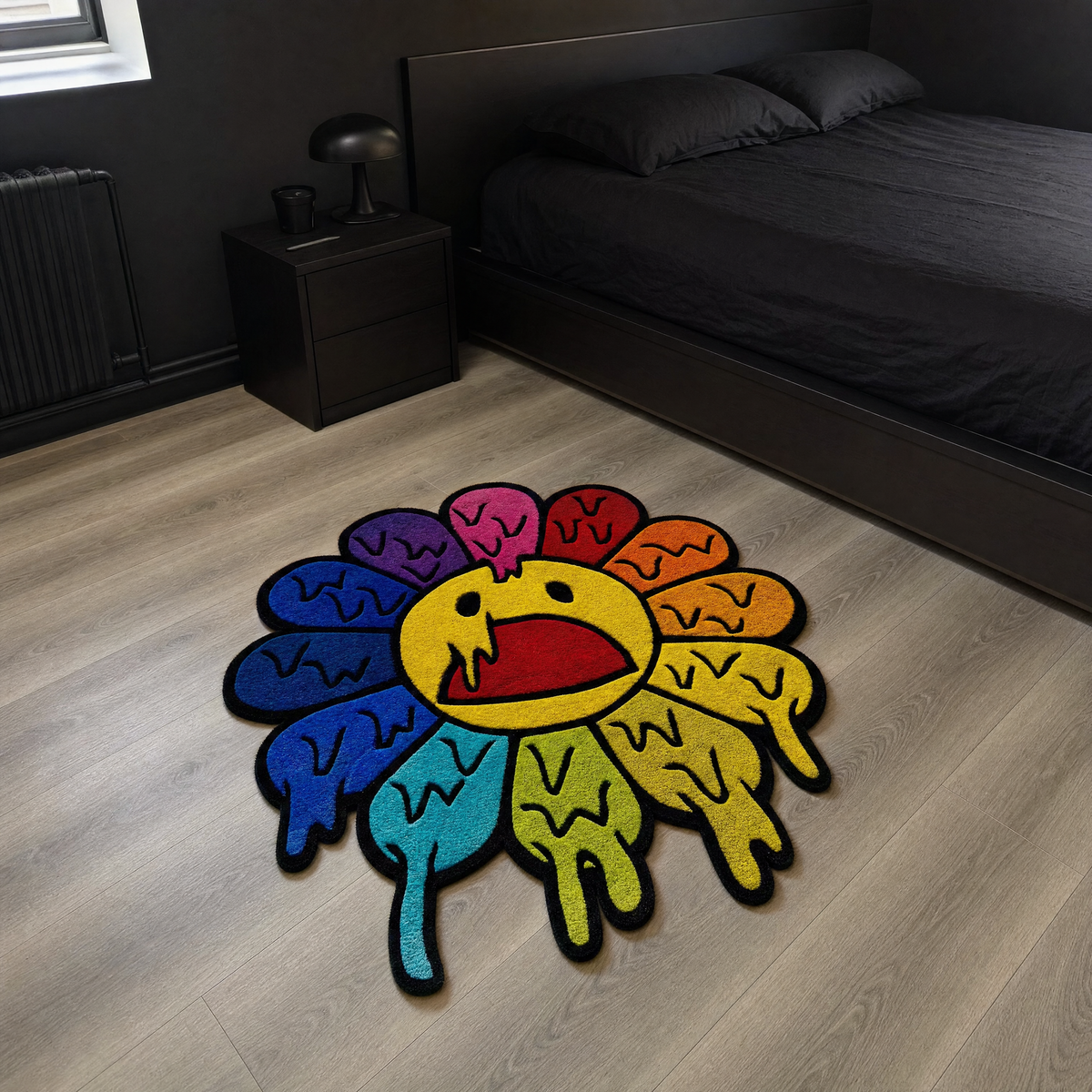 Rainbow Drip Flower Rug