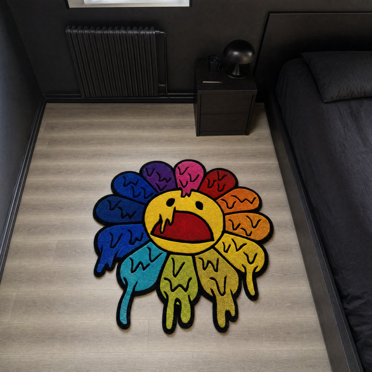 Rainbow Drip Flower Rug